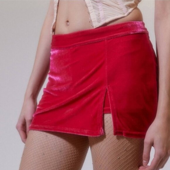 Urban Outfitters Dresses & Skirts - Urban Outfitters pink velour velvet mini skirt M NWTG